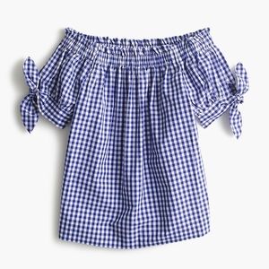 J.Crew Gingham off the shoulder top